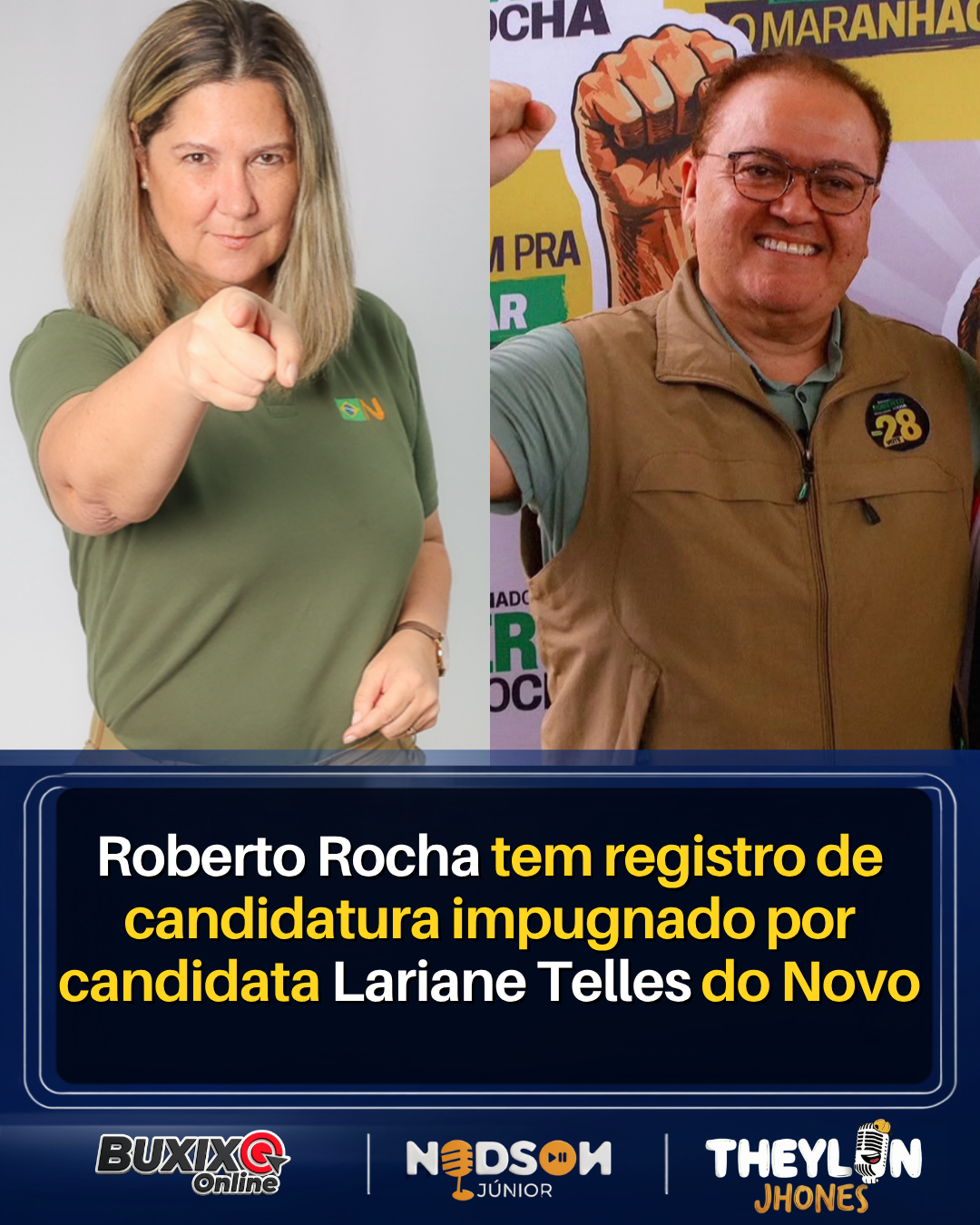 Roberto Rocha e Lariane Telles Mendonça em montagem da campanha eleitoral